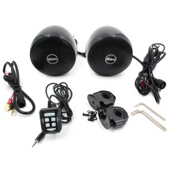 Zvukový systém na motocykel, skúter, ATV s FM, USB, AUX, BT, farba čierna