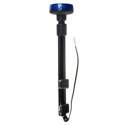 LED maják, 12-24 V, 9 x 3 W modrý s teleskopickou tyčou na motocykel, ECE R65