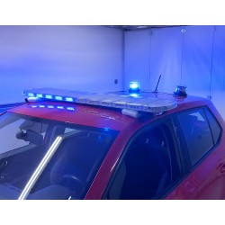 LED rampa 1200mm, modrá / červená + 2x LED maják