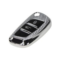 TPU obal pre kľúč Peugeot / Citroën, 3-tlačidlový, carbon silver