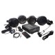 4.1CH zvukový systém na motocykel, skúter, ATV, loď s FM, USB, AUX, BT, čierne