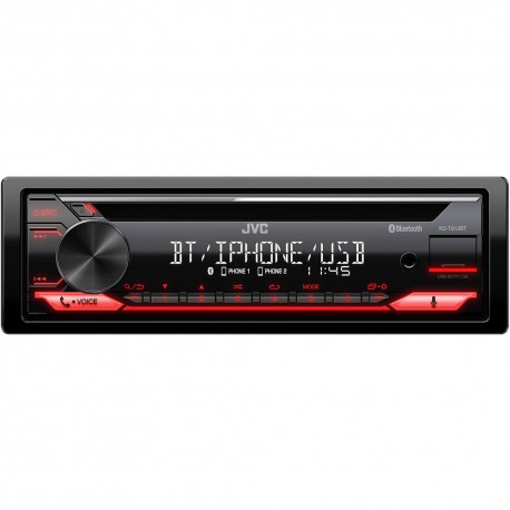 JVC autorádio s CD/MP3/USB/AUX/Bluetooth pripojenie/červené podsvietenie/odním.panel