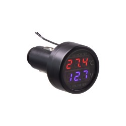 Digitálny voltmeter s teplomerom do CL zásuvky, 12-24V