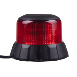 Robustný červený LED maják, čierny hliník, 48W, ECE R65
