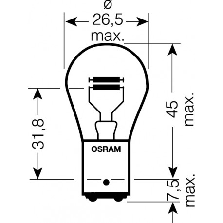 OSRAM 12V P21 / 5W (BAY15d) 21 / 5W štandard (10ks)