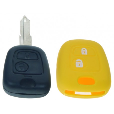 Silikónový obal pre kľúč Peugeot, Citroën, 2-tlačidlový, žltý