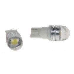 LED T10 biela, 12V, 1LED / 3SMD s šošovkou