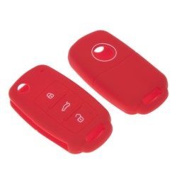 Silikónový obal pre kľúč Škoda, VW, Seat 3-tlačidlový, svetlo červený