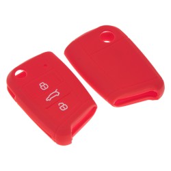 Silikónový obal pre kľúč VW, Škoda 3-tlačidlový, červený